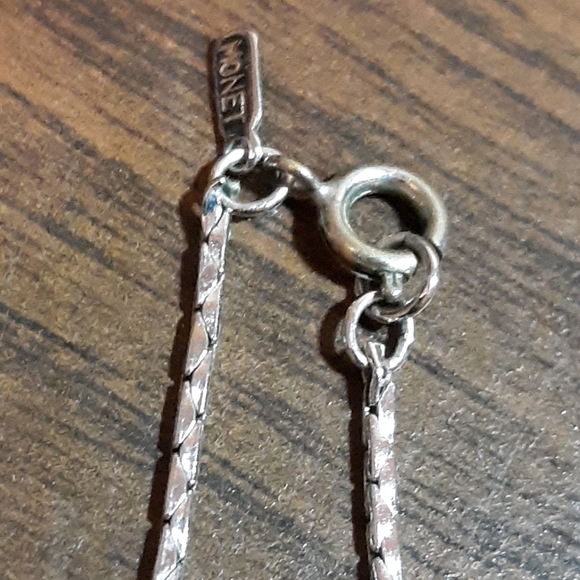 Vintage Silver Tone Monet Necklace 10"L - Picture 6 of 8